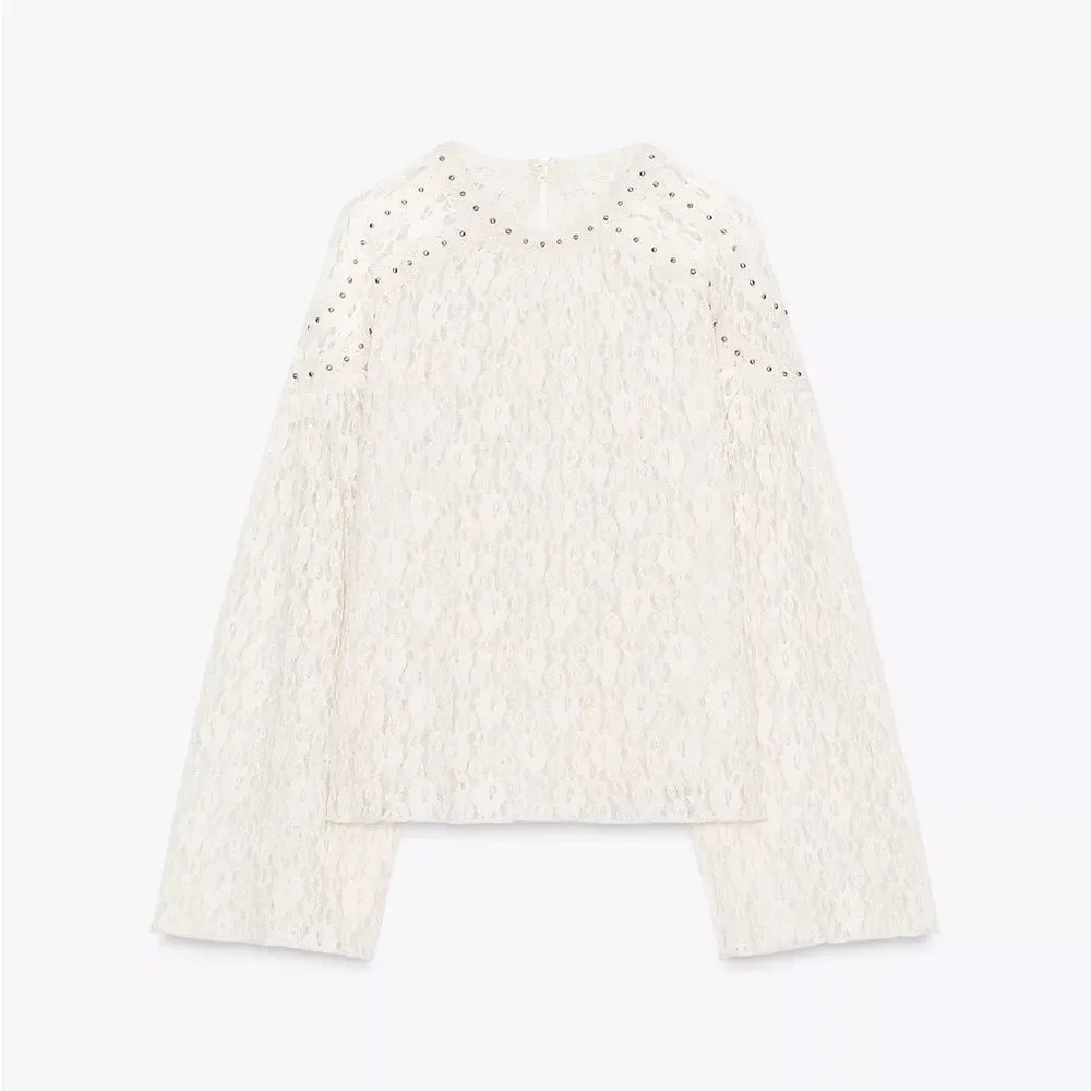 ZARA BOHO STUDDED LACE TOP